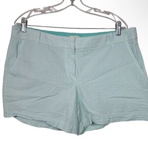 J. Crew Factory Seersucker Striped Green White Shorts 14